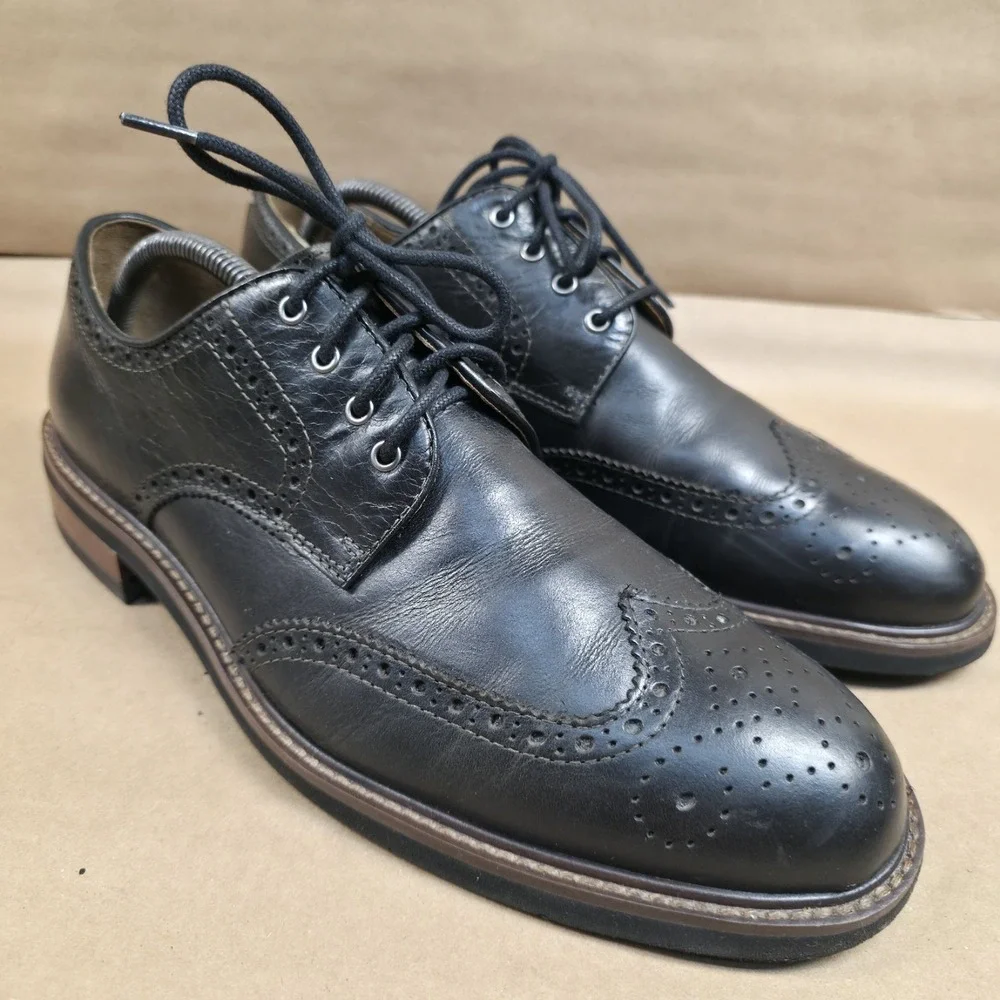 JOHNSTON&MURPHY (Sz 9.5 M) Black 202827 CAMBRIDGE MENS SHOES LEATHER LACE UP